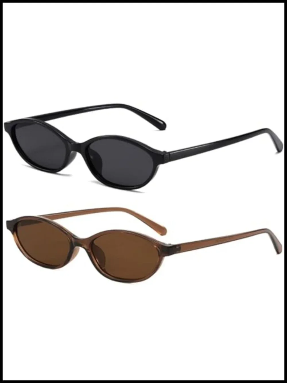 Retro Oval Cat Eye Sunglasses UV400 Lightweight Small Y2K Narrow Cateye